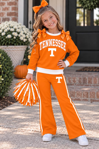 Ensembles de vêtements décontractés et respirants pour enfants, avec sweat-shirt et jupe à nœuds pour petites filles, pour l'équipe de football scolaire, saison de cheerleading, pour sœurs - Product Image 3