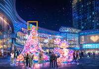 Lanternes géantes personnalisées en forme d'arbre fleuri, installations décoratives extérieures pour le printemps, pour les rues commerciales, les places de ville, les expositions