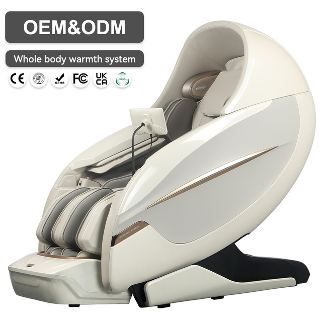 White 4d Sl Track zero Gravity Ai Ion Massage Chair Full Body Infrared Physiotherapy