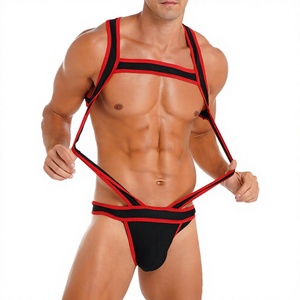 High-end Quality Men's Cotton Spandex Knitted Breathable Soft Striped Printing Sports <b>Jockstrap</b> Briefs Fitness Running Waist - Product Image 4