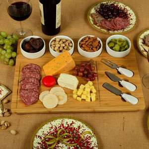 Planche à fromage en bambou avec couverts pour la maison et la cuisine, planche à fromage ronde - Product Image 6