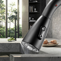 Robinet de cuisine moderne à tirette en acier inoxydable Robinet de cuisine domestique résistant aux éclaboussures avec noyau de valve en céramique pour lavabo et évier