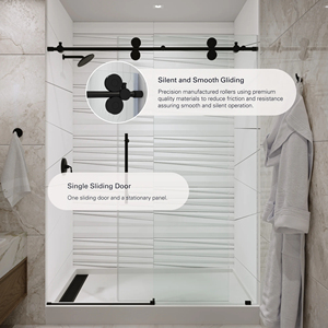 <span class=keywords><strong>Puerta</strong></span> Corredera de Ducha sin Marco con <span class=keywords><strong>Ruedas</strong></span>, <span class=keywords><strong>Mampara</strong></span> de <span class=keywords><strong>Baño</strong></span> de Vidrio Templado, <span class=keywords><strong>Puerta</strong></span> Corredera de Ducha en Oro Cepillado/Níquel Cepillado - Product Image 5