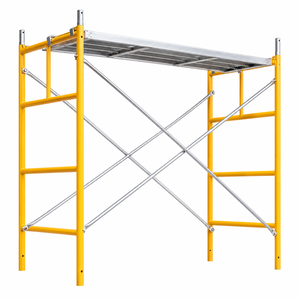 Ponteggio Portatile Regolabile con Telaio Verniciato Giallo e Pedana in Alluminio per Lavori di Riparazione Muraria Residenziale - Product Image 6
