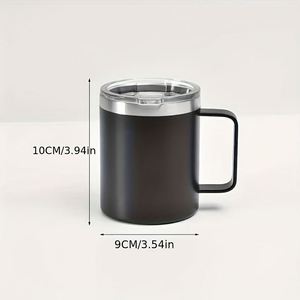 Mug à café isotherme en acier inoxydable à double paroi de 354 ml (12 oz) avec poignée et couvercle, réutilisable, pour le camping et le bureau - Product Image 2