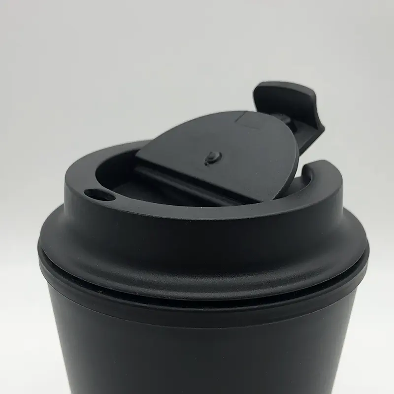 Simple Black Outdoor Portable BPA Free Cups Custom Logo Mug Plastic Ontime Coffee Cup Bp Cup with Custom Logo and Color