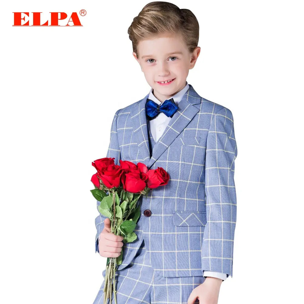 ELPA boys suit clothing set baby Blue plaid boy formal occasion suits for wedding/Show