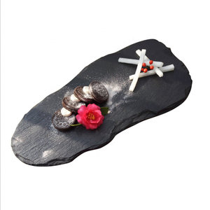 SH batu hitam papan keju Slate baki saji persegi bahan <span class=keywords><strong>PC</strong></span> diskon besar makanan piring untuk penyaji Sushi - Product Image 4