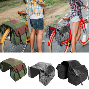 Bicycle Pannier Bag Large Capacity Waterproof For Mountain Bike Cycling Outdoor Use Black Military Green Zebra Stripes - Product Image 1