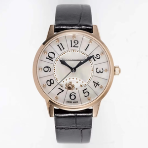 Mechanical Wristwatch Featuring Day Night Function Diamond Hour Markers Mother of Pearl Dial Leather Strap for Daily and Evening - Product Image 1