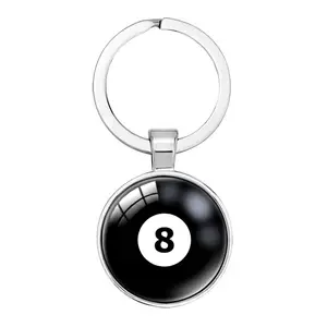 พวงกุญแจ8ลูกสุดสร้างสรรค์ขนาดเส้นผ่าศูนย์กลาง25มม. No.8บิลเลียดลูกบอลพวงกุญแจสำหรับเล่นพูลของขวัญพวงกุญแจโชคดีสีดำ8ลูกพวงกุญแจบิลเลียด
