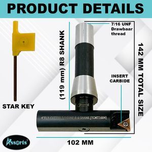 Assorts 4 Inch Indexable Fly Cutter R8 Shank 60 Mm Cutting Length For Cnc <b>Machining</b> Center - Product Image 3