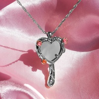 Collier pendentif mini-miroir Princesse en alliage de cuivre, chaîne de clavicule tendance, collier breloque conte de fées mignon pour fille