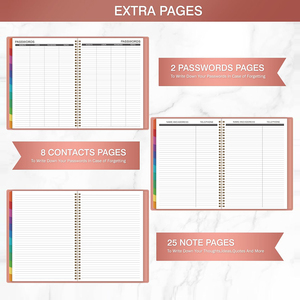Plan de la semaine anglaise 2026 : Carnet minimaliste en cuir à spirale transfrontalier, plan mensuel A5, carnet de notes, logo personnalisé - Product Image 6