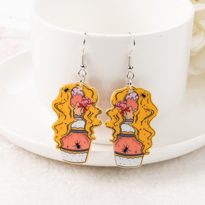 1 par de pendientes colgantes de Halloween acrílico café para mujer regalo de cumpleaños - Product Image 5