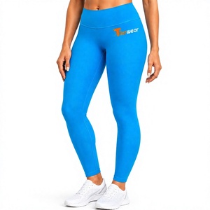 Leggings Tiierrwear de Cintura Media, Largos, Sin Costuras, Color Azul Sólido, de Secado Rápido, Transpirables, Ecológicos, para Yoga, Fitness y Entrenamiento, para Mujer - Product Image 1