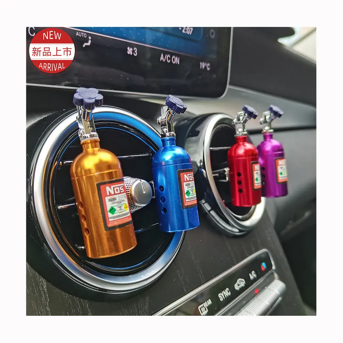 High Quality Aluminium Alloy Nos Bottle Turbocharger Parfum Vent Clip Decoration Car Air Freshener