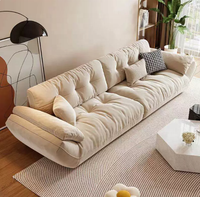 Nouveau canapé de salon en tissu anti-griffures pour petits espaces, style crème nuage, minimaliste moderne, lignes droites, rembourré