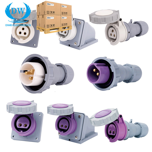 Panel Mount Industrial Socket 16A 32A 63A 125A 3P 4P 5P IP44 IP67 Waterproof 220V 380V Plug and Socket