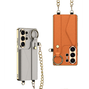 Suitable for Samsung S26ultra phone case, wristband, <b>chain</b>, women's high-value card bag, wallet, leather case, hanging <b>rope</b> - Product Image 1