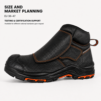 Bottes de sécurité avec protection métatarsienne en acier, en cuir de vachette gaufré, pour le soudage, semelle en caoutchouc PU, chaussures industrielles, vente en gros OEM