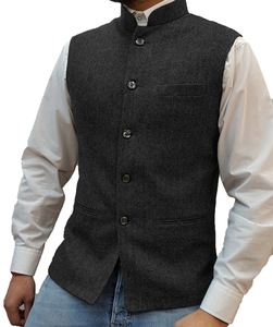Giubbotto Casual da uomo bordeaux abito da sposa rosso <span class=keywords><strong>nero</strong></span> <span class=keywords><strong>gilet</strong></span> Tweed da uomo Slim Fit <span class=keywords><strong>gilet</strong></span> da uomo stile <span class=keywords><strong>smoking</strong></span> da uomo - Product Image 3