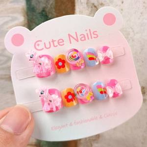 Çocuklar için çıkarılabilir takma tırnaklar, jel yapıştırıcılı tırnak çıkartmaları, kız çocukları için tırnak sanatı oyuncakları - Product Image 3