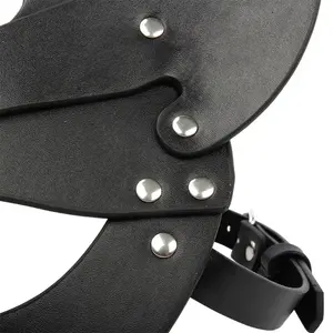Máscara de cabeza fetiche BDSM Bondage ataduras remache PU <span class=keywords><strong>collar</strong></span> cuero gato máscara de Halloween adulto <span class=keywords><strong>Sexy</strong></span> SM juegos - Product Image 6