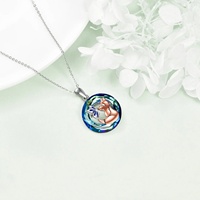 YFN Bijoux animaux Collier en cristal bleu papillon renard mignon en argent sterling 925 à deux tons