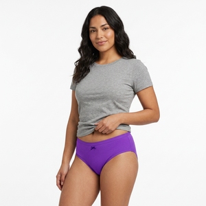 Braguitas de cintura media para mujer, moradas, sin costuras, de algodón y elastano, estilo básico, lavables a máquina - Product Image 1