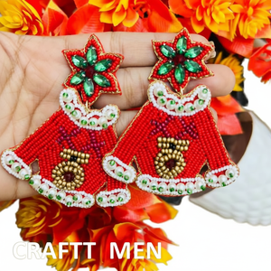 Clásico 2025 TEMA DE Navidad forma de ala bota diseño hecho a mano de cuentas pendientes de tuerca para mujer para aniversario - Product Image 3