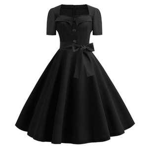 Produttore all'ingrosso di <span class=keywords><strong>abbigliamento</strong></span> personalizzato <span class=keywords><strong>donna</strong></span> moda nuovo stile una linea a pois classici Vintage retrò abiti - Product Image 4