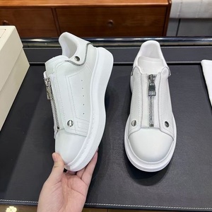 Chaussures de sport décontractées de luxe pour hommes et femmes, blanches, style McQueenes, avec fermeture éclair, plateforme, baskets tendance, chaussures de marche - Product Image 5