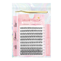 Bulu Mata Cluster DIY Lapis Ganda, Bulu Mata Individual Bertumpuk, Volume Maksimal 2-in-1, Cluster Pre-Stacked