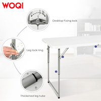 Table à manger pliante rectangulaire portable WOQI, design pliable à moitié pour gagner de la place et poignée de transport, intérieur et extérieur