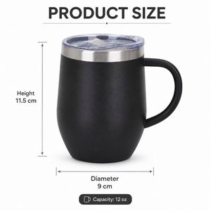 Gobelet à vin personnalisé avec logo, 12 oz, avec poignée, vente en gros, cadeau promotionnel, acier inoxydable, double paroi, isolation sous vide, tasse de voyage - Product Image 2