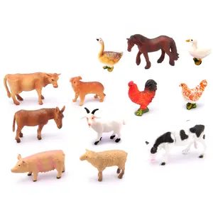 Figuras de animales de granja para niños pequeños, 12 piezas de plástico, surtido de animales de granja