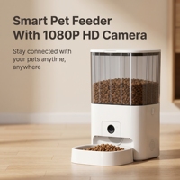 Distributeur automatique intelligent pour animaux de compagnie 6L, éco-responsable, en plastique durable, alimenté par batterie, avec caméra HD 1080P, double alimentation, alimentation pour 30 jours, et IA
