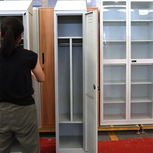 Armario metálico industrial de acero doble de 2 puertas con techo de pendiente simple, para ropa personalizada, almacenamiento en sala limpia y control de suciedad, con base - Product Image 3