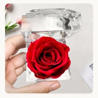 Boîte à bague en fleurs éternelles artificielles, rose classique réaliste en fil, cadeau de la Saint-Valentin, confession, femme, anniversaire, demande en mariage