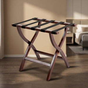 Porte-bagages pliable en bois massif traditionnel, écologique, pour hôtel, usage commercial, design durable, capacité de 100 à 150 lb - Product Image 2