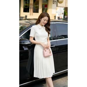 Robe de bureau blanche pour femme, manches courtes, prête à être expédiée, service OEM ODM, marque privée - Product Image 1