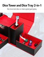 Kotak Penyimpanan Dadu Multifungsi Berlapis 3-in-1 dari Kulit PU yang Tahan Lama untuk Permainan Papan TDT & TCG & TRPG