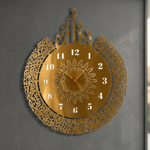 Horloge murale bohème plaquée or, ronde, analogique, à quartz, décoration murale en métal pour salon - Product Image 2