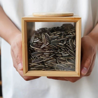 Juego de Recipientes Modernos de Bambú Orgánico para Almacenamiento de Alimentos, Transparentes, para Organización de Cocina, para Nueces, Semillas y Bocadillos, con Tapa