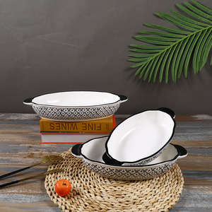 Nuovo Set di 4 Pezzi di Stoviglie in Ceramica Nordica Moderna con Doppio Manico e Logo Personalizzato, Teglie Antiaderenti per <span class=keywords><strong>Pizza</strong></span> e Torte (Eco-Friendly) - Product Image 5