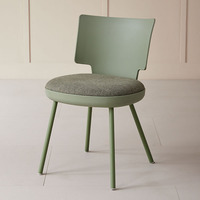 Chaise de salle à manger moderne en tissu rembourré avec pieds en métal de couleur assortie, en stock, pour restaurant, hôpital, appartement