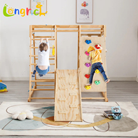 Grand ensemble de grimpeur en bois d'intérieur pour enfants Montessori Jungle Gym avec toboggan Jouet de gymnastique pour tout-petits pour aire de jeux Jungle GYM