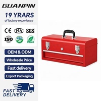 Boîte à outils portable en acier rouge Guanpin, directement de l'usine, avec poignée de transport, serrure et tiroirs personnalisables