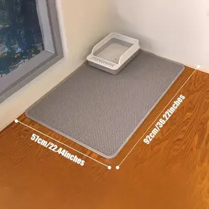 SANFANハニカムホールスキャッターコントロールダブルレイヤートラッピングリッターマットデザイン洗濯機で洗える特大キャットリッターマット